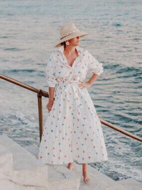 Eleanor Leftwich The Eleanor Shirt Dress White Floral Small
